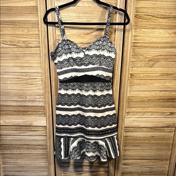 Fire Black and White Lace Dress Size Small - Picture 1 of 9